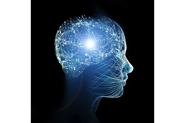 Graphic of a brain with neurons connecting in it.